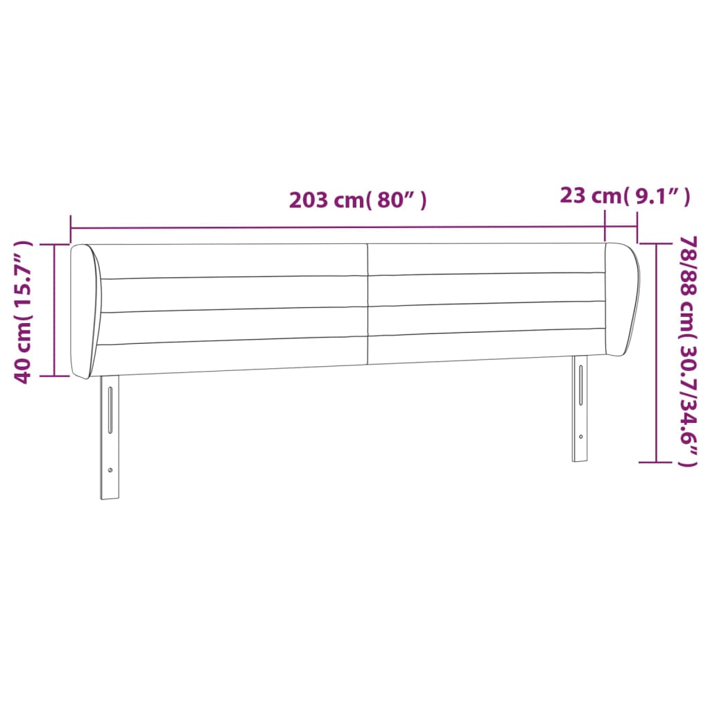 Hoofdbord met randen 203x23x78/88 cm stof taupe – afbeelding 9