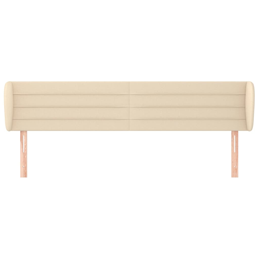 Hoofdbord met randen 203x23x78/88 cm stof crèmekleurig – afbeelding 3