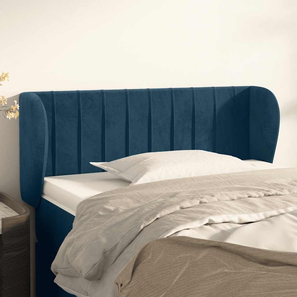 Hoofdbord met randen 103x23x78/88 cm fluweel donkerblauw