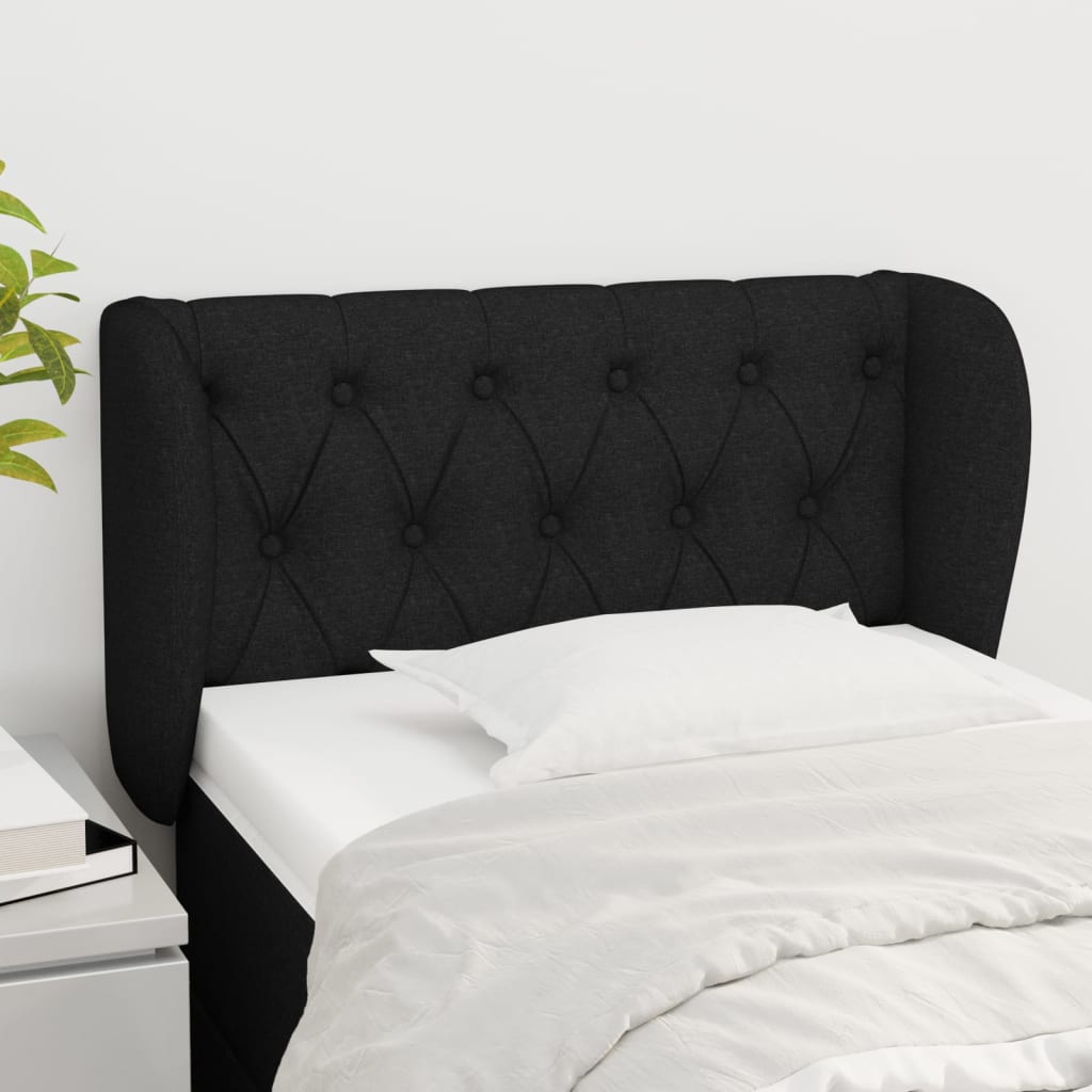 Hoofdbord met randen 83x23x78/88 cm stof zwart – afbeelding 1