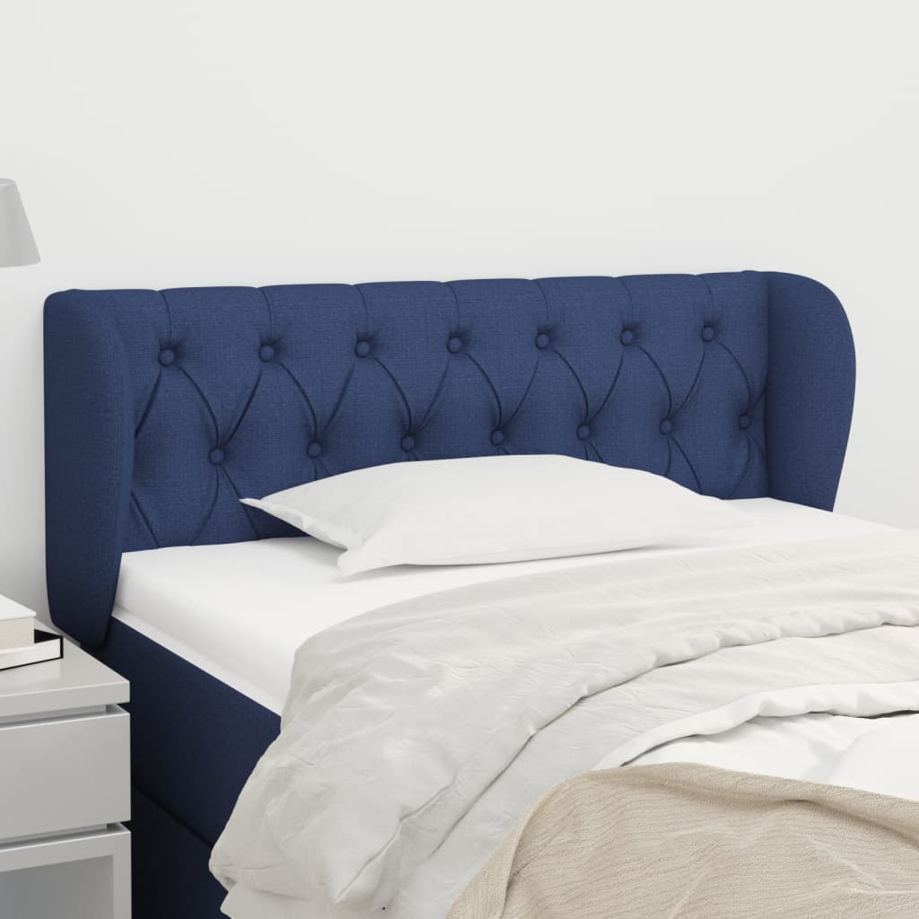 Hoofdbord met randen 93x23x78/88 cm stof blauw – afbeelding 1