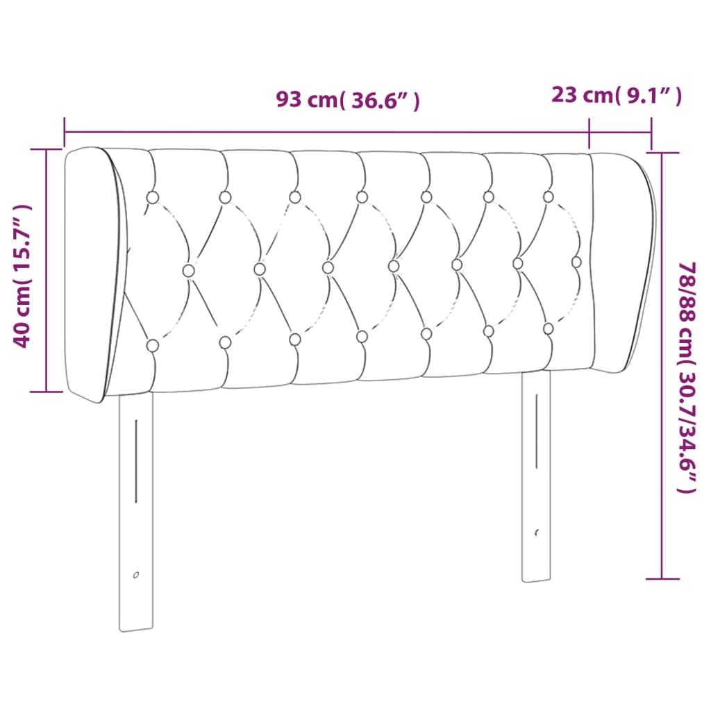 Hoofdbord met randen 93x23x78/88 cm stof blauw – afbeelding 9
