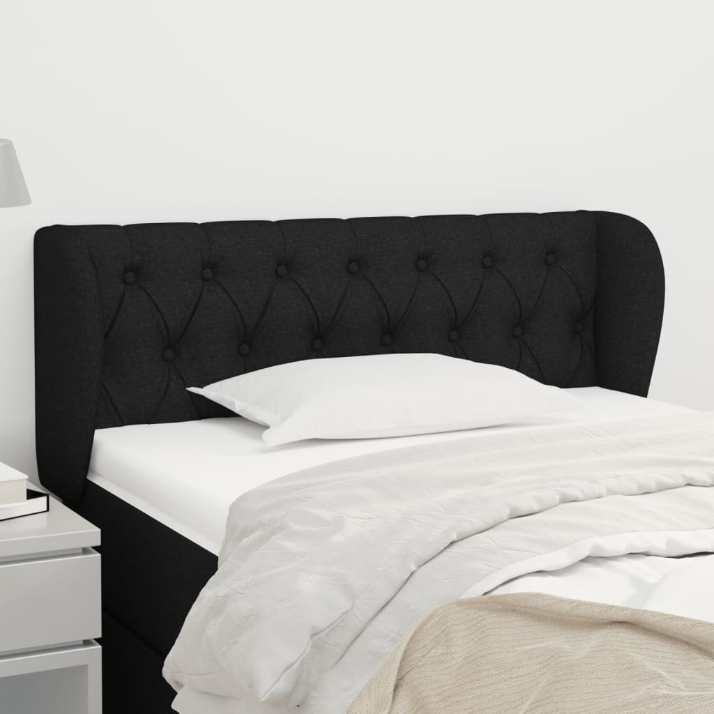 Hoofdbord met randen 103x23x78/88 cm stof zwart – afbeelding 1