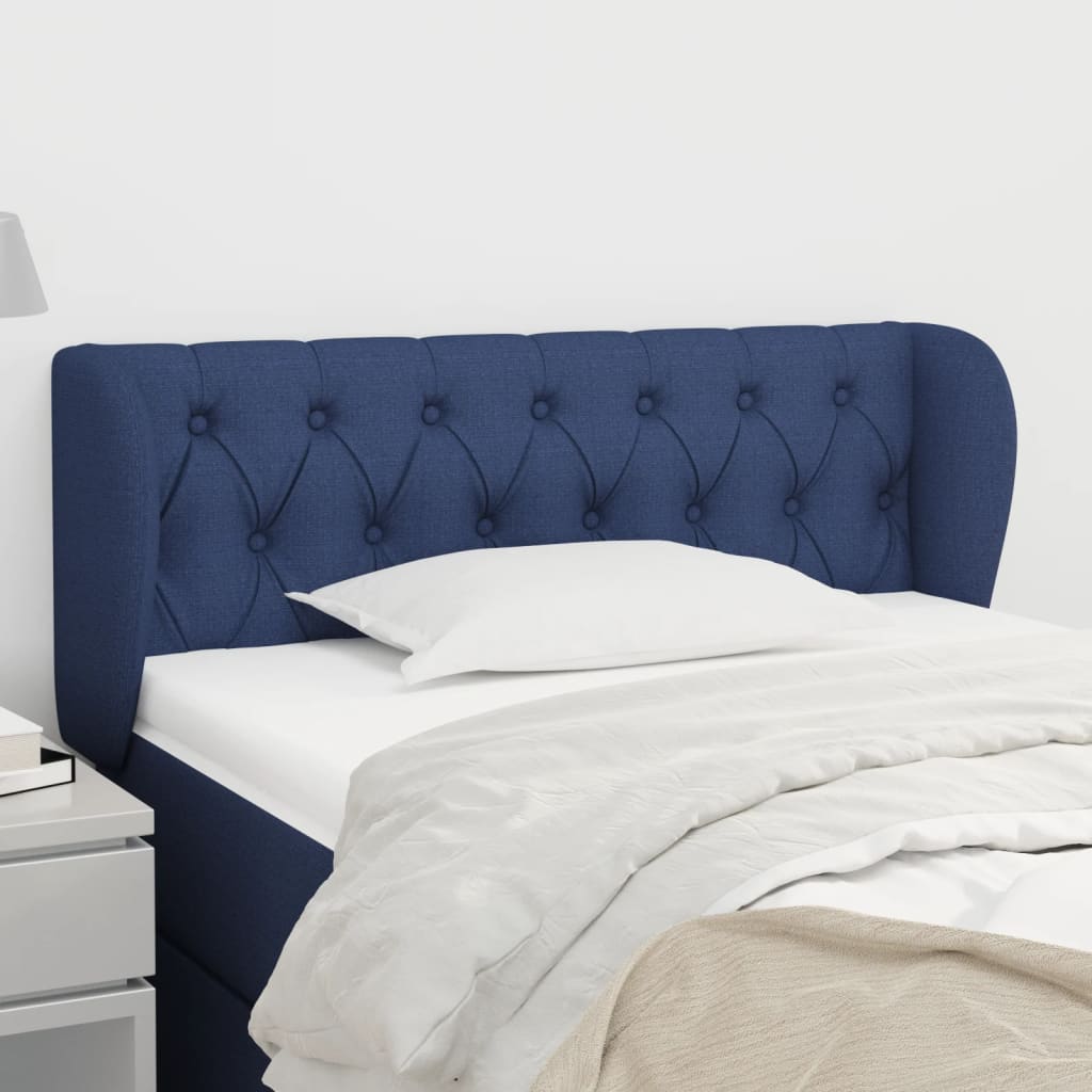 Hoofdbord met randen 103x23x78/88 cm stof blauw – afbeelding 1