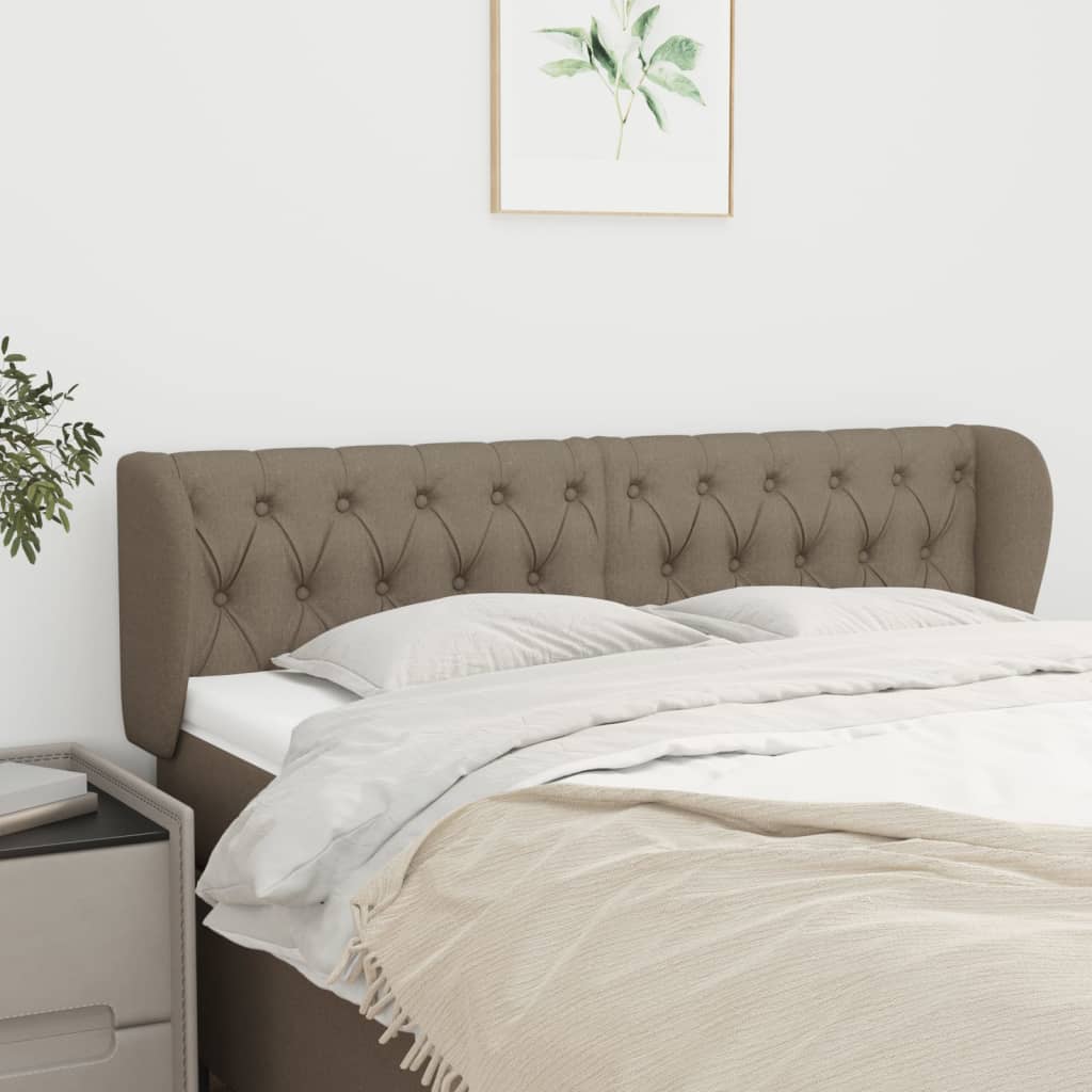 Hoofdbord met randen 147x23x78/88 cm stof taupe – afbeelding 1