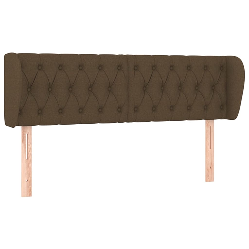 Hoofdbord met randen 163x23x78/88 cm stof donkerbruin – afbeelding 2