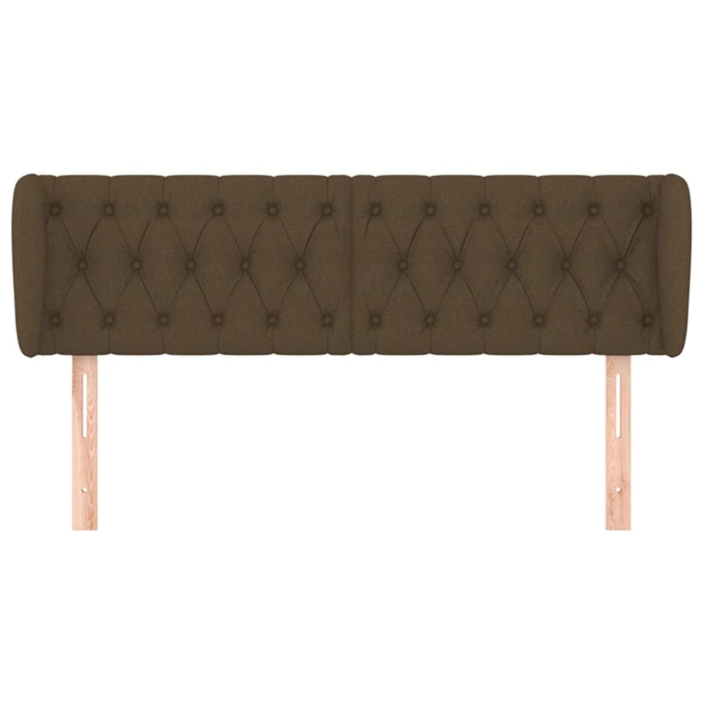 Hoofdbord met randen 163x23x78/88 cm stof donkerbruin – afbeelding 3