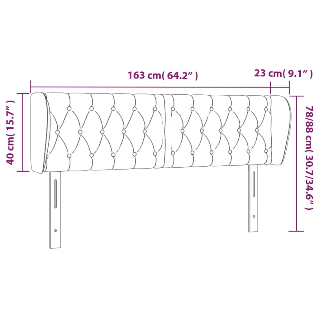 Hoofdbord met randen 163x23x78/88 cm stof donkerbruin – afbeelding 9
