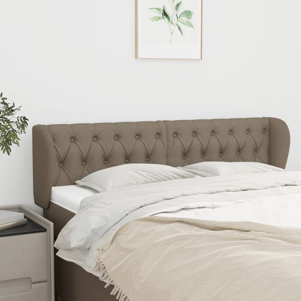 Hoofdbord met randen 163x23x78/88 cm stof taupe – afbeelding 1