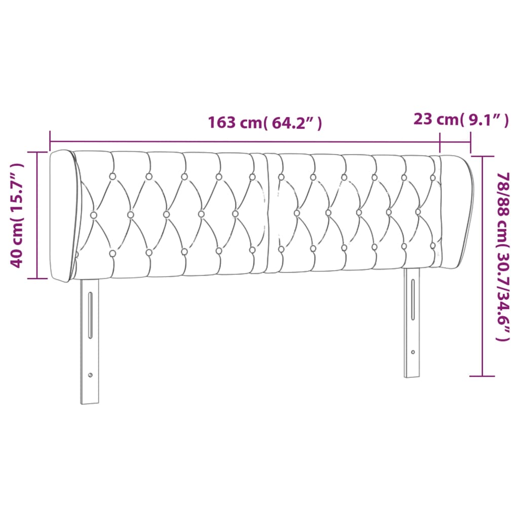Hoofdbord met randen 163x23x78/88 cm stof taupe – afbeelding 9