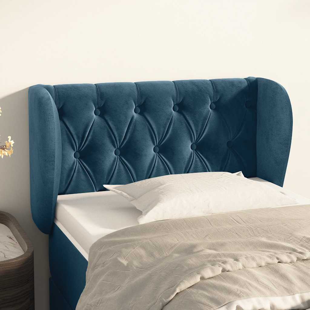 Hoofdbord met randen 83x23x78/88 cm fluweel donkerblauw – afbeelding 1