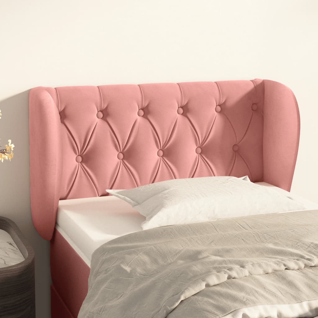 Hoofdbord met randen 83x23x78/88 cm fluweel roze