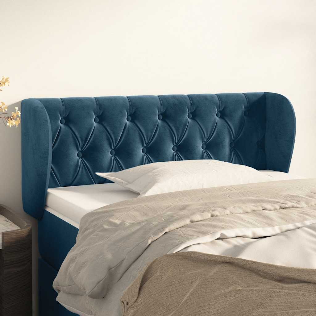 Hoofdbord met randen 93x23x78/88 cm fluweel donkerblauw – afbeelding 1