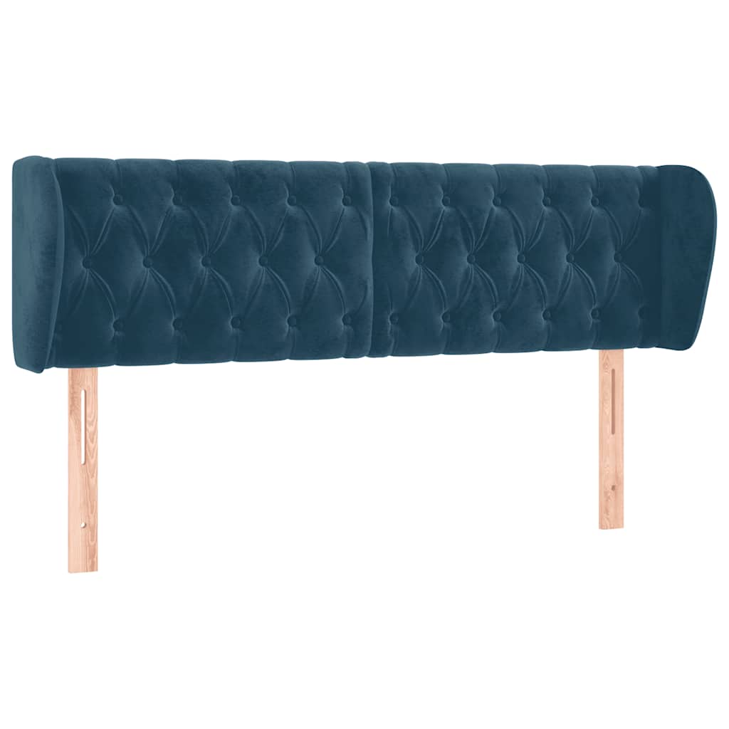 Hoofdbord met randen 163x23x78/88 cm fluweel donkerblauw – afbeelding 2