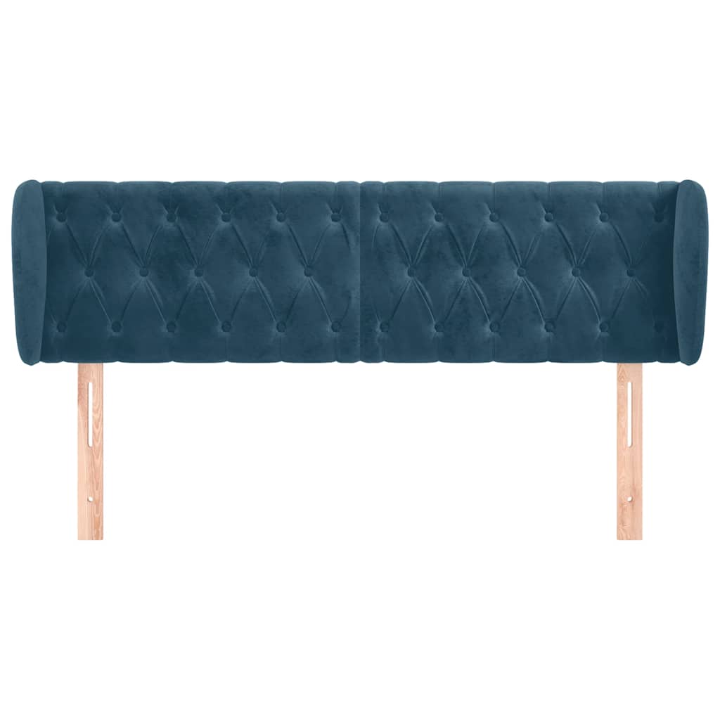 Hoofdbord met randen 163x23x78/88 cm fluweel donkerblauw – afbeelding 3