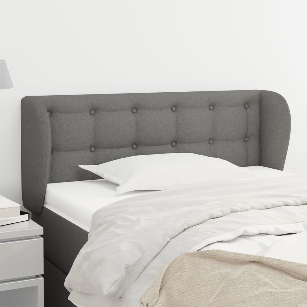 Hoofdbord met randen 103x23x78/88 cm stof donkergrijs – afbeelding 1
