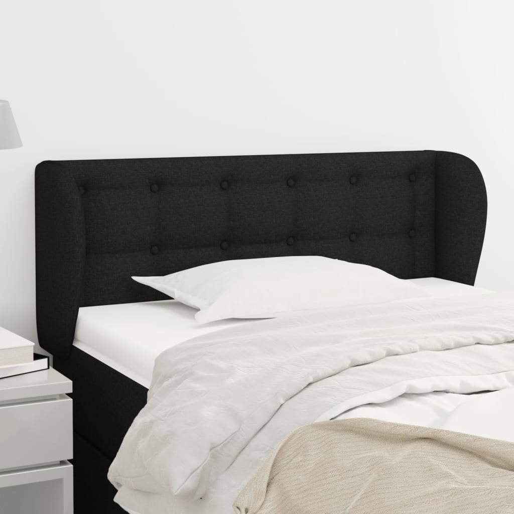 Hoofdbord met randen 103x23x78/88 cm stof zwart – afbeelding 1