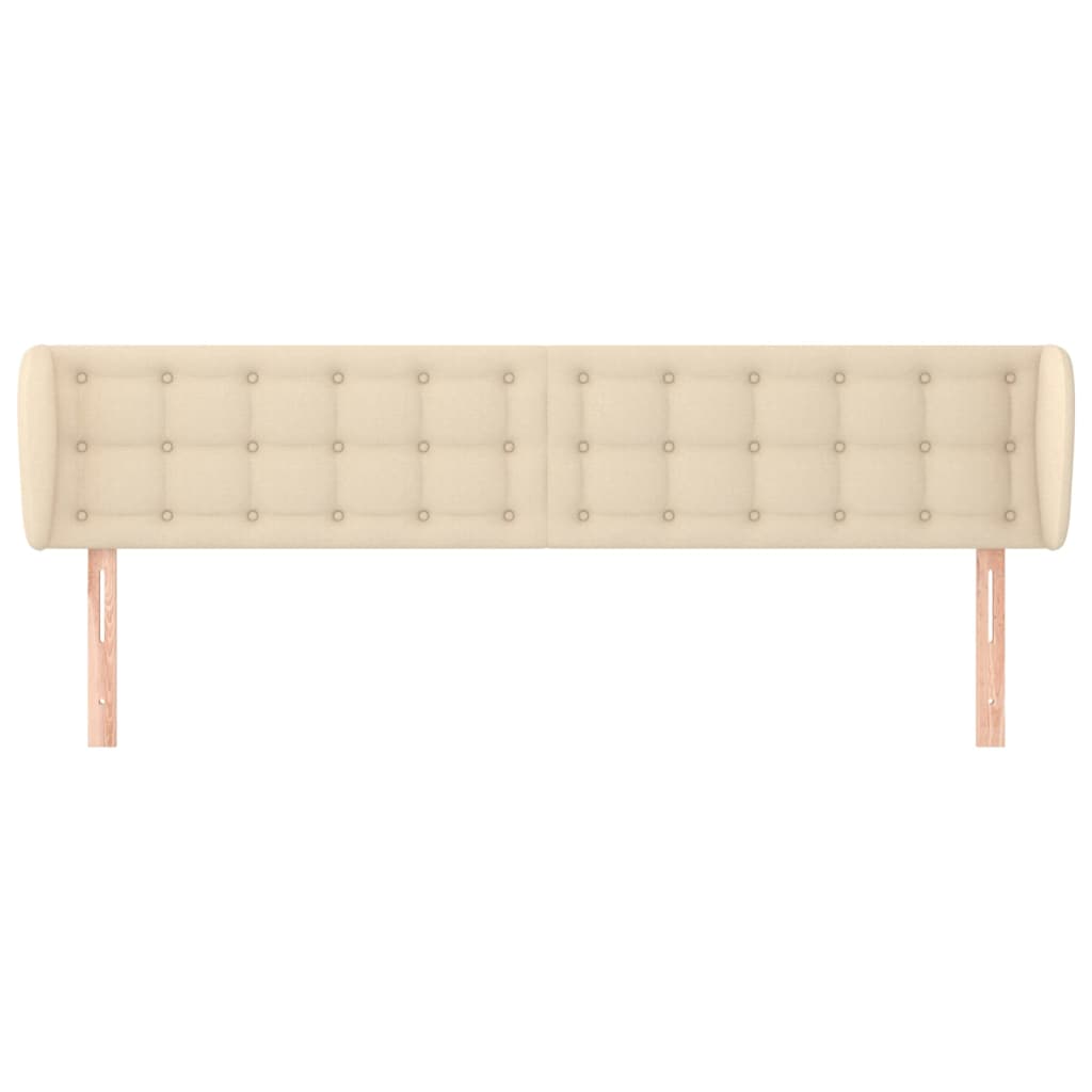 Hoofdbord met randen 163x23x78/88 cm stof crèmekleurig – afbeelding 3