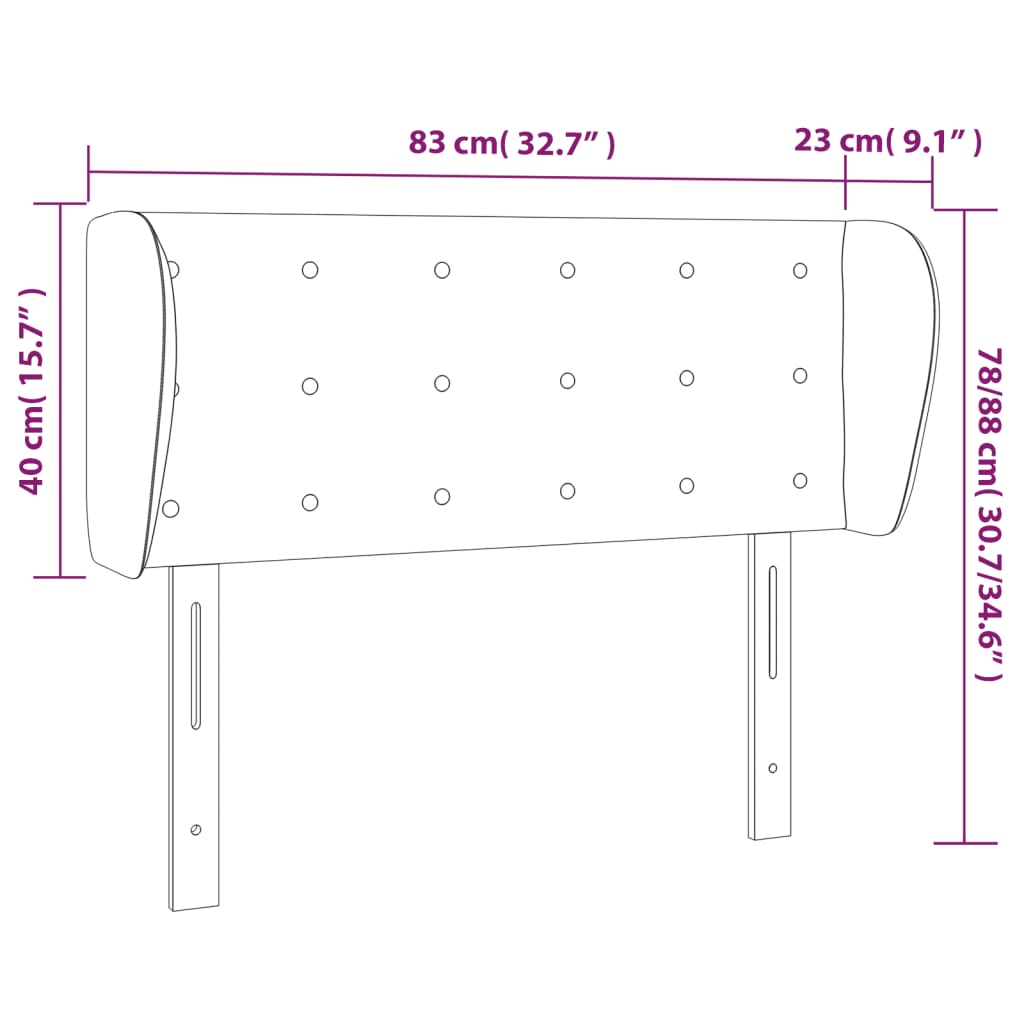 Hoofdbord met randen 83x23x78/88 cm fluweel donkergrijs – afbeelding 9