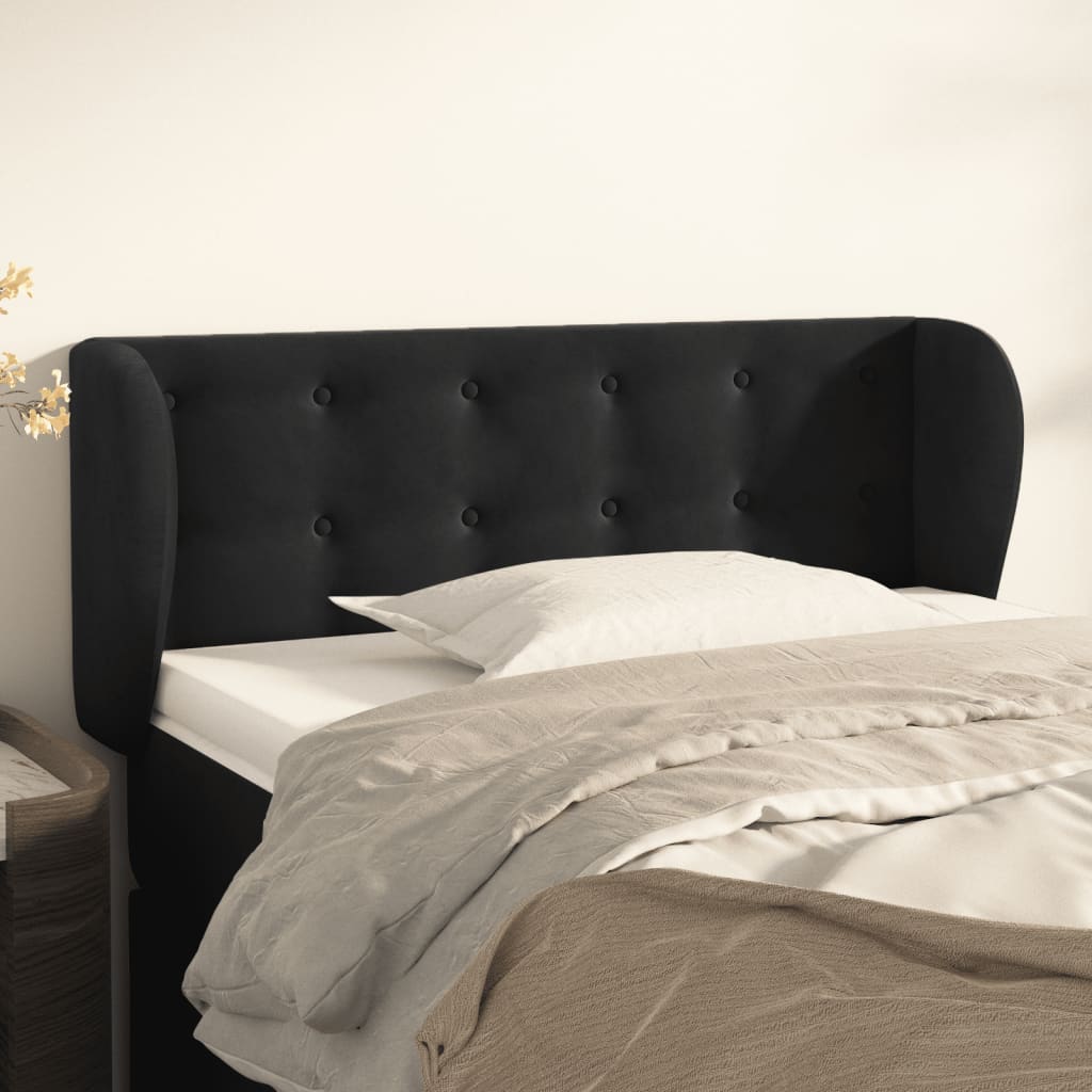 Hoofdbord met randen 83x23x78/88 cm fluweel zwart – afbeelding 1