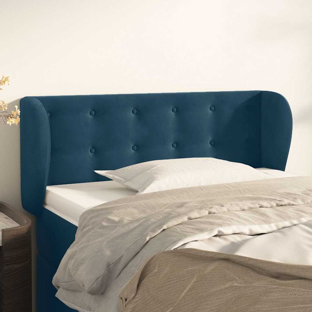 Hoofdbord met randen 83x23x78/88 cm fluweel donkerblauw