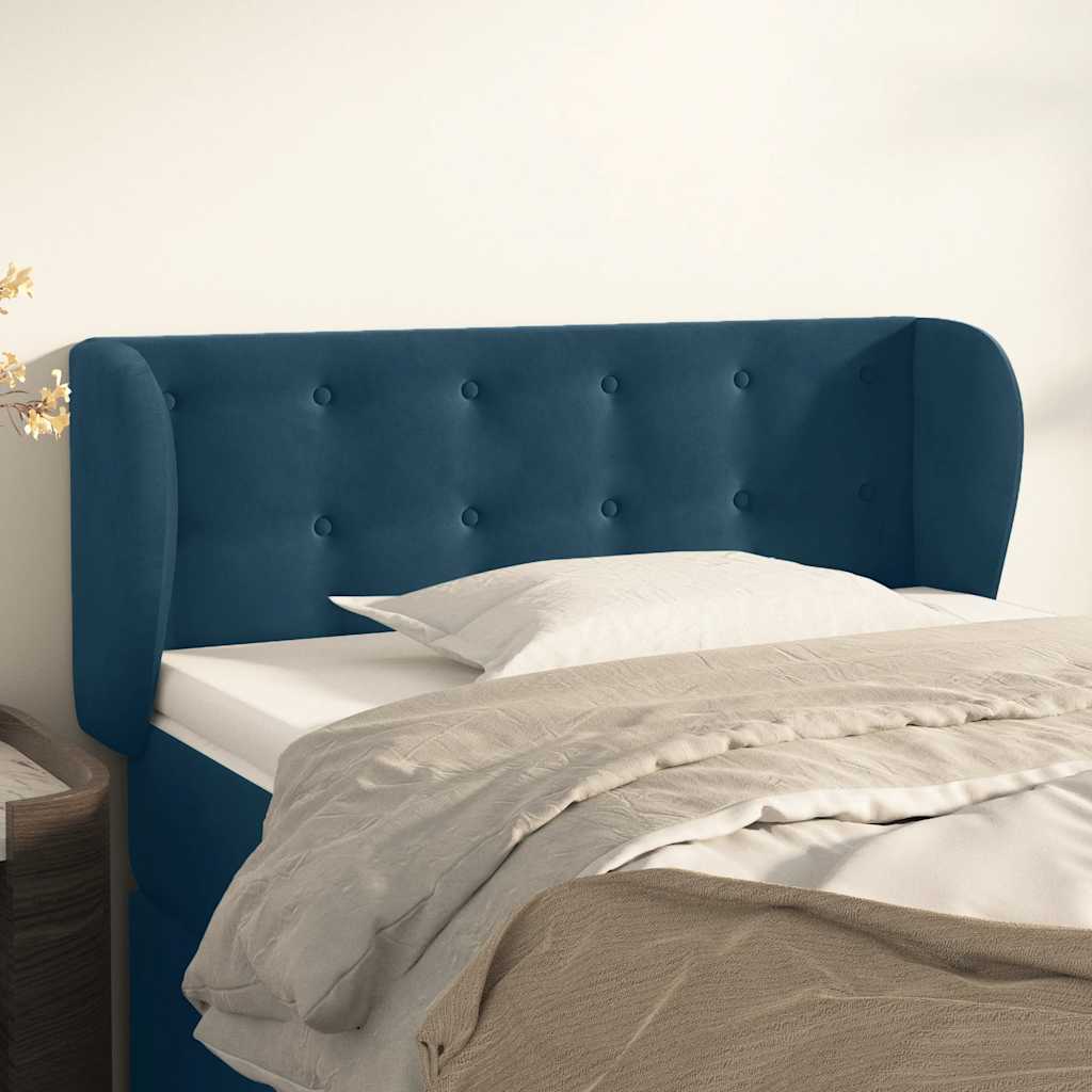 Hoofdbord met randen 103x23x78/88 cm fluweel donkerblauw – afbeelding 1
