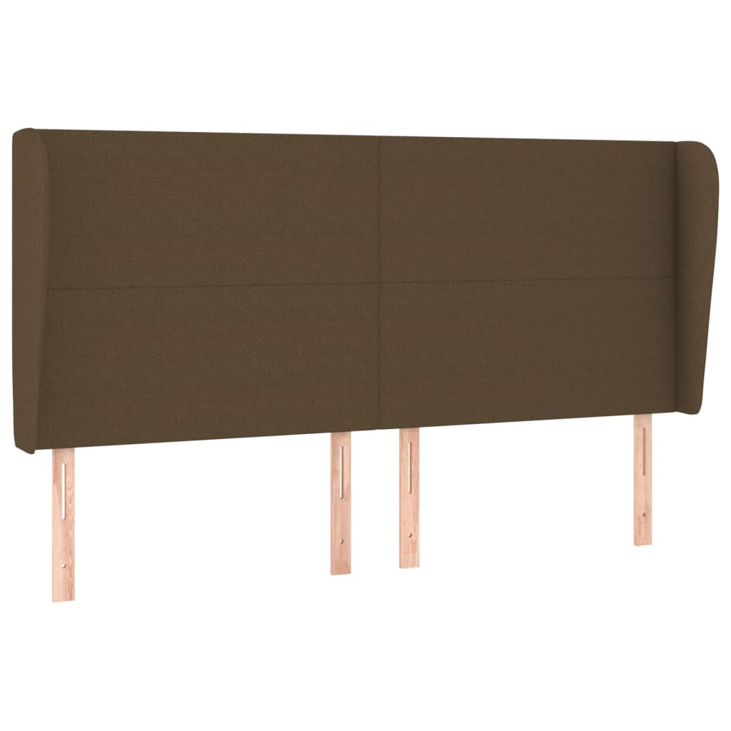 Hoofdbord met randen 163x23x118/128 cm stof donkerbruin – afbeelding 2