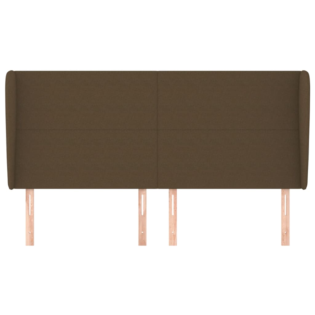 Hoofdbord met randen 163x23x118/128 cm stof donkerbruin – afbeelding 3