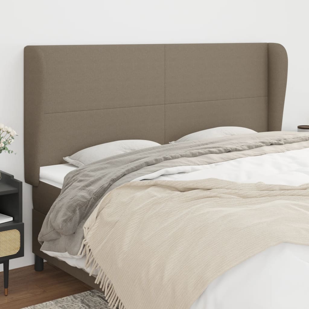 Hoofdbord met randen 163x23x118/128 cm stof taupe