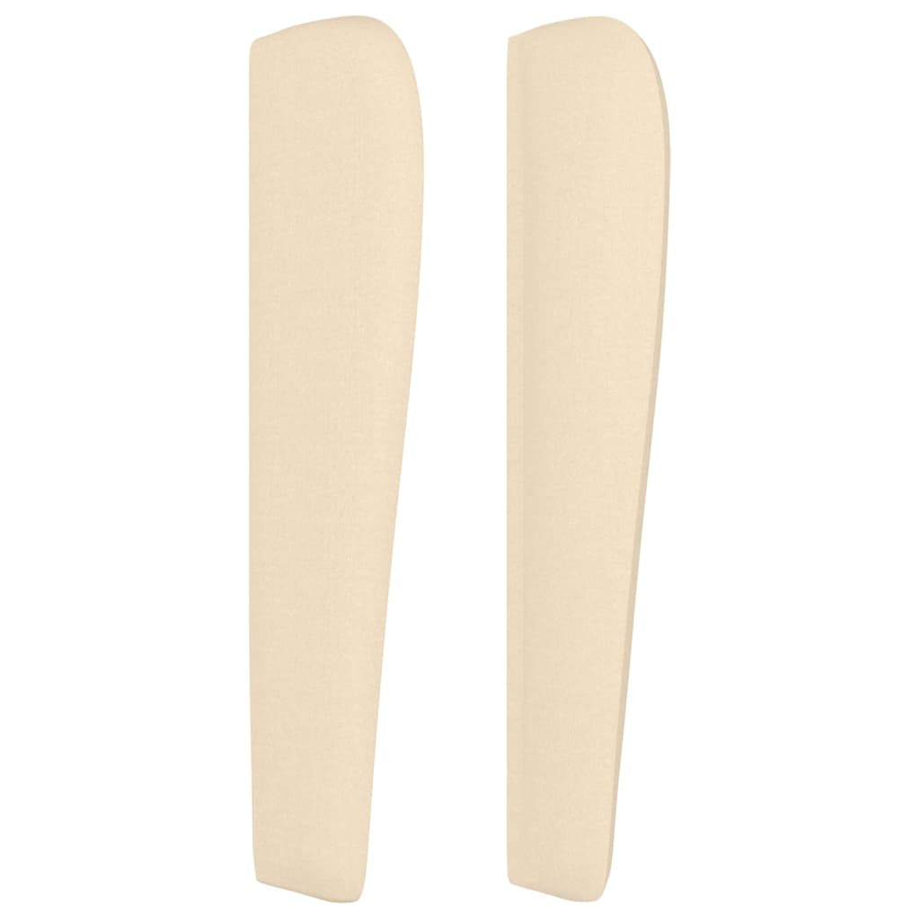 Hoofdbord met randen 203x23x118/128 cm stof crèmekleurig – afbeelding 4