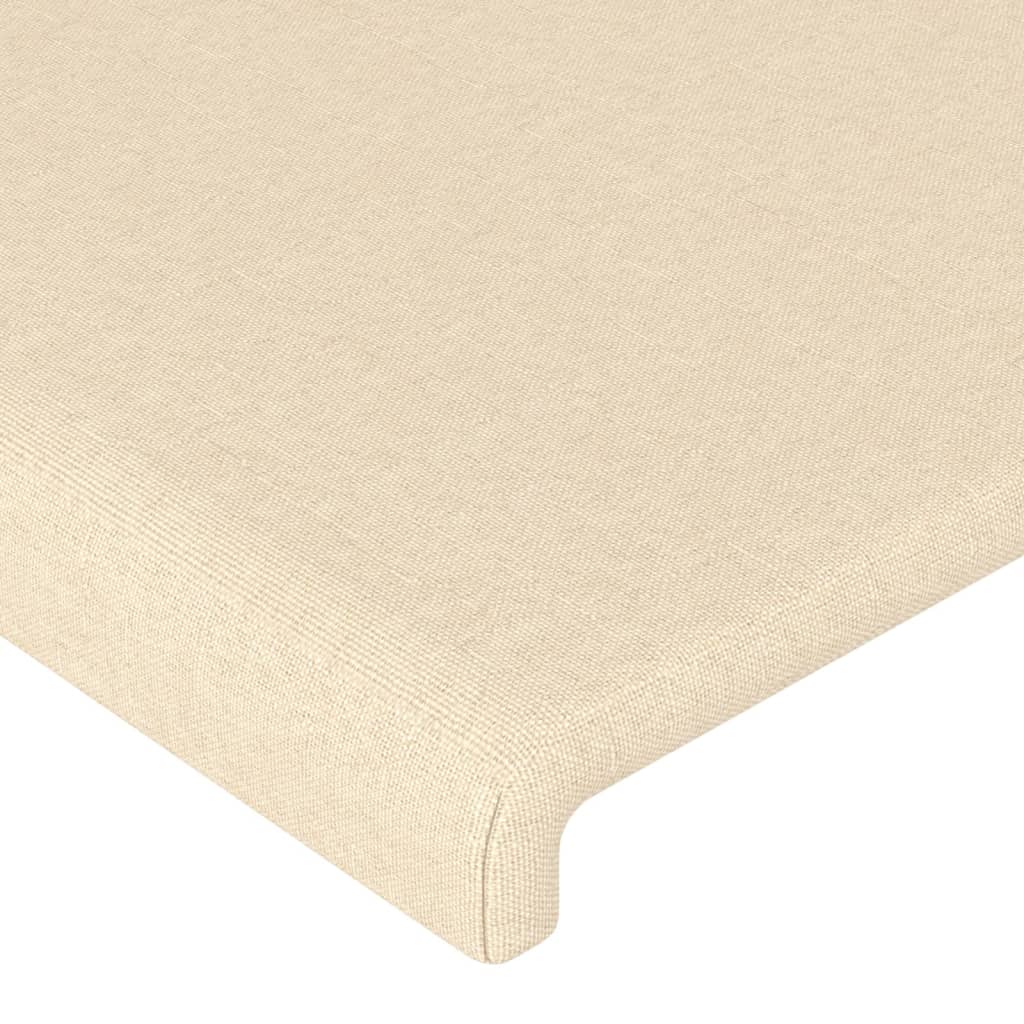 Hoofdbord met randen 203x23x118/128 cm stof crèmekleurig – afbeelding 5