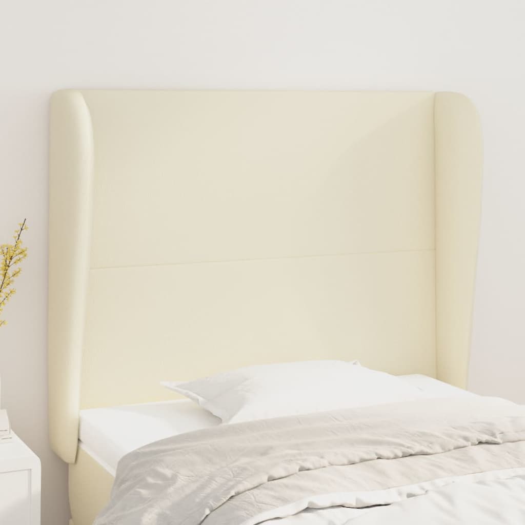 Hoofdbord met randen 83x23x118/128 cm kunstleer crèmekleurig – afbeelding 1