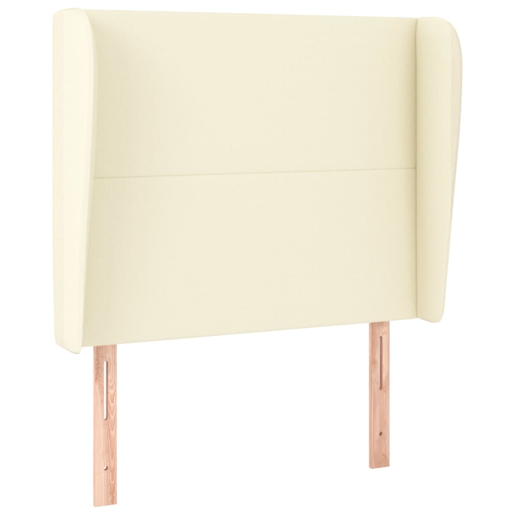 Hoofdbord met randen 83x23x118/128 cm kunstleer crèmekleurig – afbeelding 2