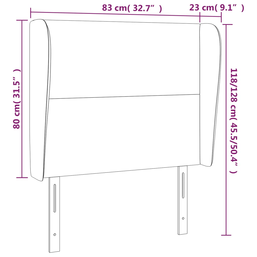 Hoofdbord met randen 83x23x118/128 cm kunstleer crèmekleurig – afbeelding 9