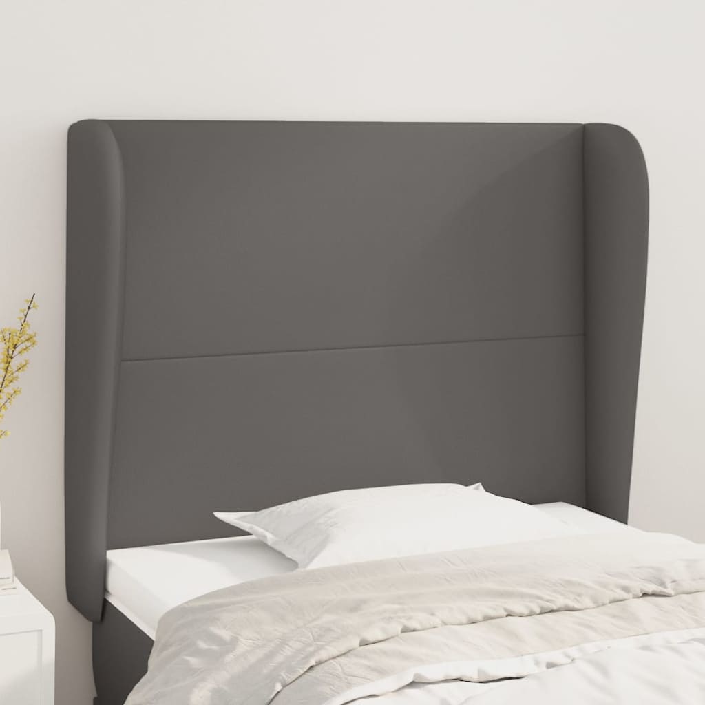 Hoofdbord met randen 93x23x118/128 cm kunstleer grijs – afbeelding 1