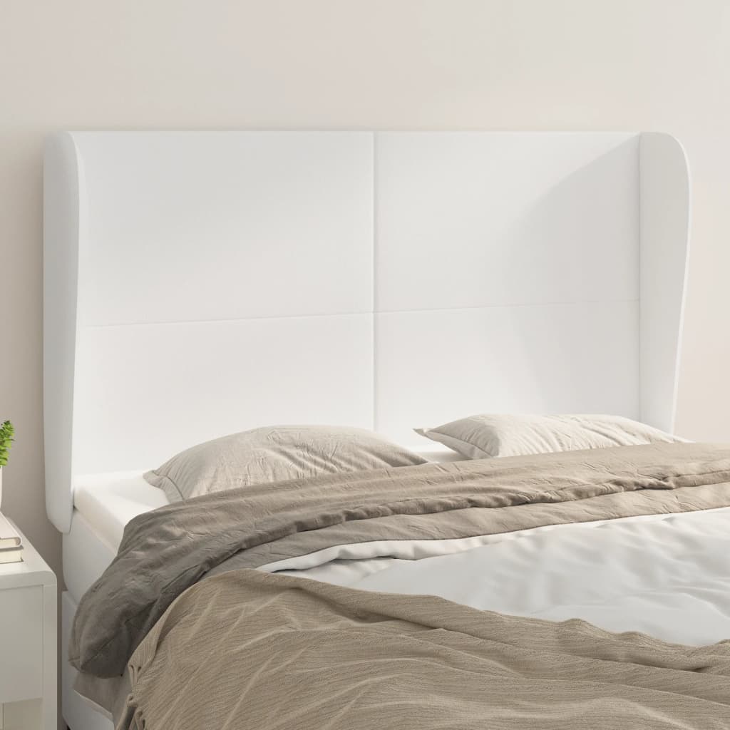 Hoofdbord met randen 147x23x118/128 cm kunstleer wit