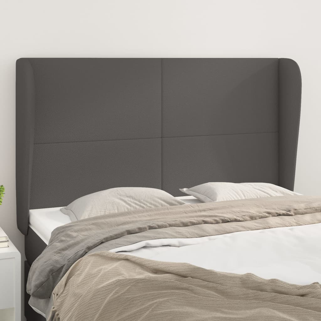 Hoofdbord met randen 147x23x118/128 cm kunstleer grijs