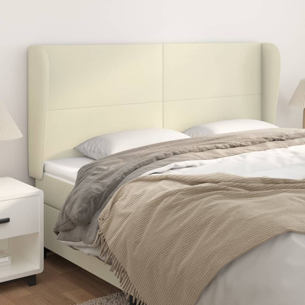 Hoofdbord met randen 183x23x118/128 cm kunstleer crèmekleurig – afbeelding 1