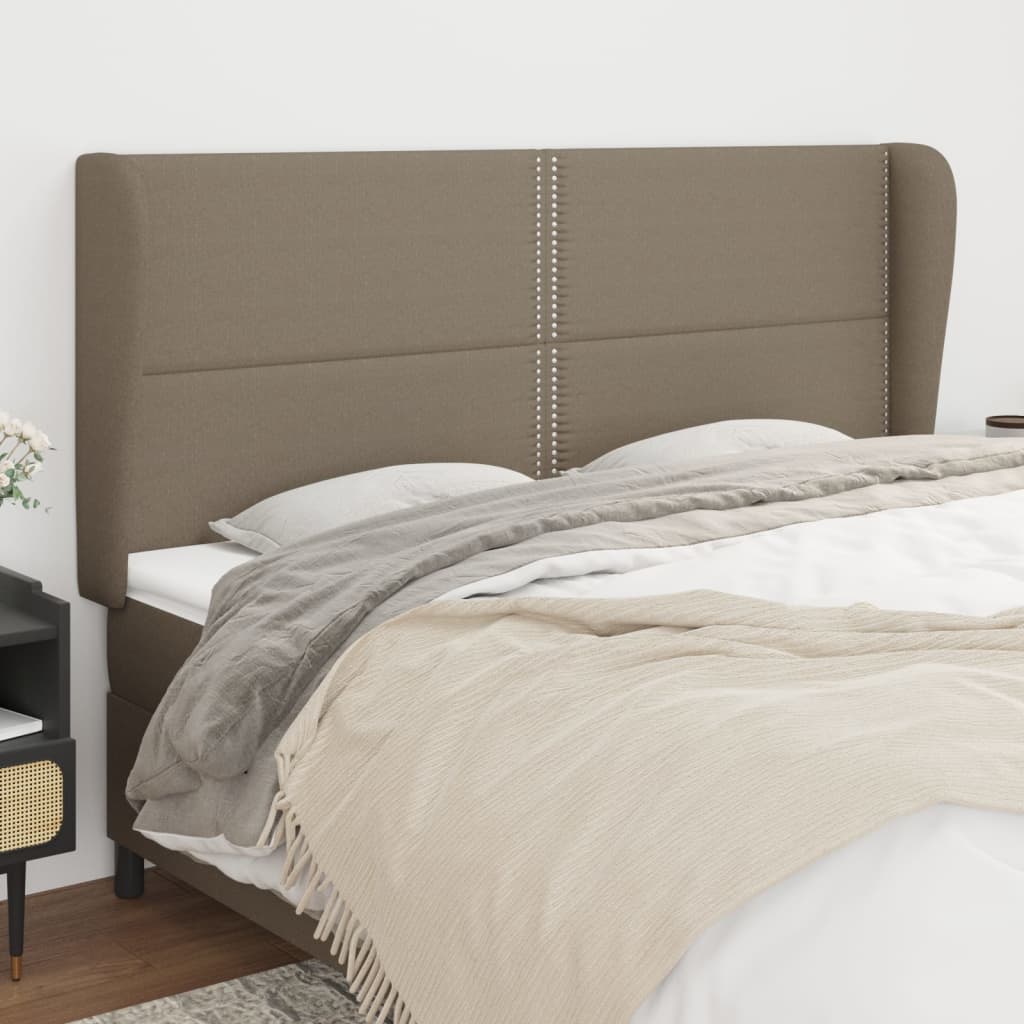 Hoofdbord met randen 183x23x118/128 cm stof taupe