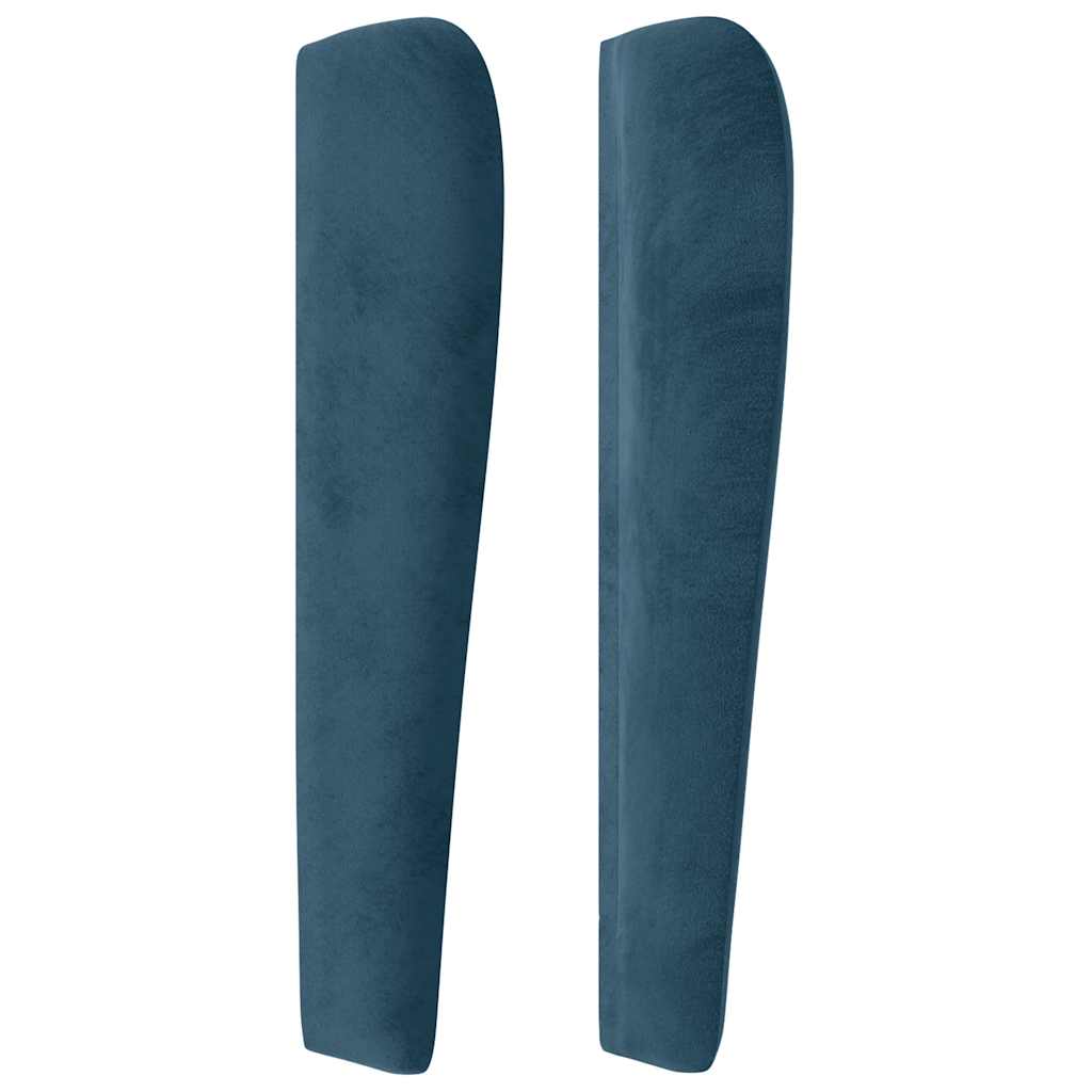 Hoofdbord met randen 163x23x118/128 cm fluweel donkerblauw – afbeelding 4