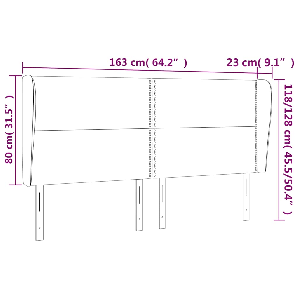 Hoofdbord met randen 163x23x118/128 cm fluweel donkerblauw – afbeelding 9