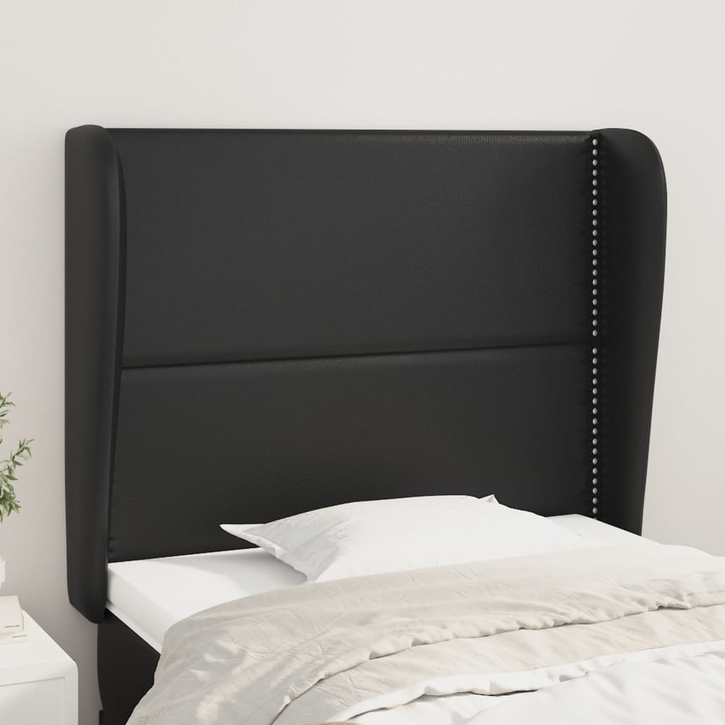 Hoofdbord met randen 93x23x118/128 cm kunstleer zwart