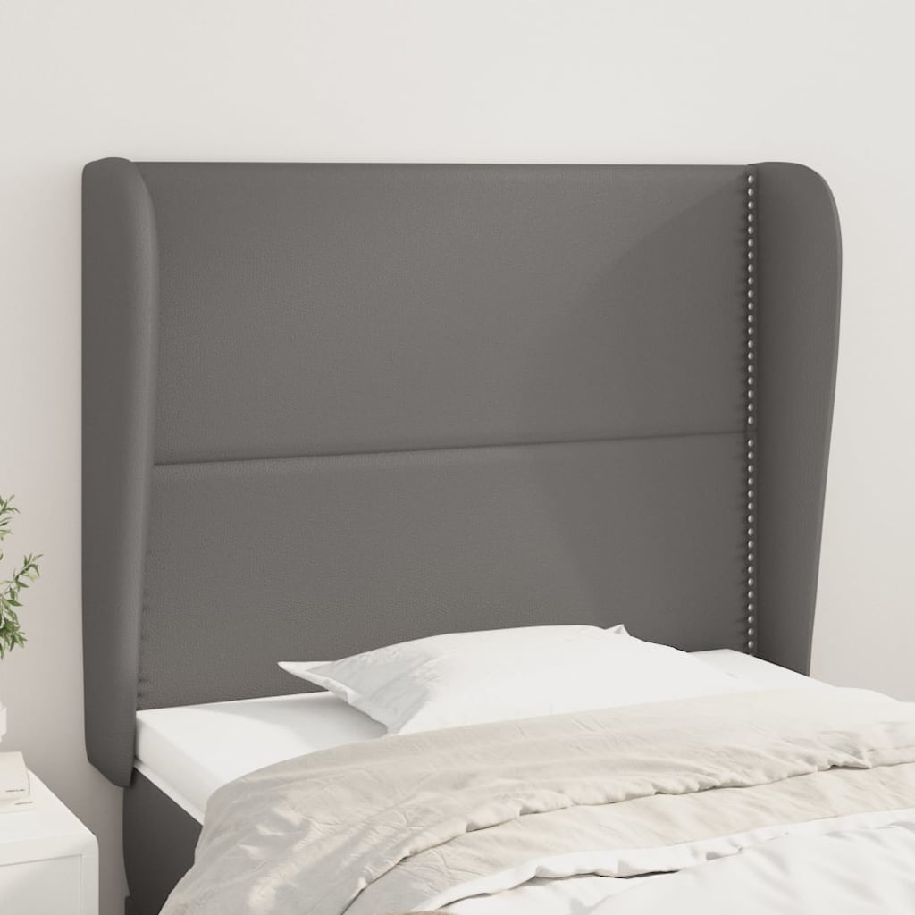Hoofdbord met randen 103x23x118/128 cm kunstleer grijs