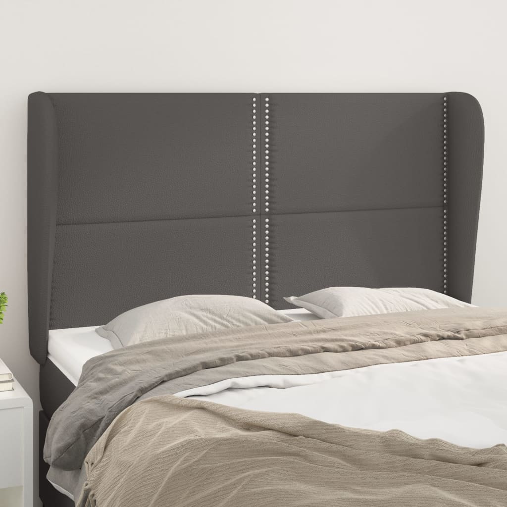 Hoofdbord met randen 147x23x118/128 cm kunstleer grijs