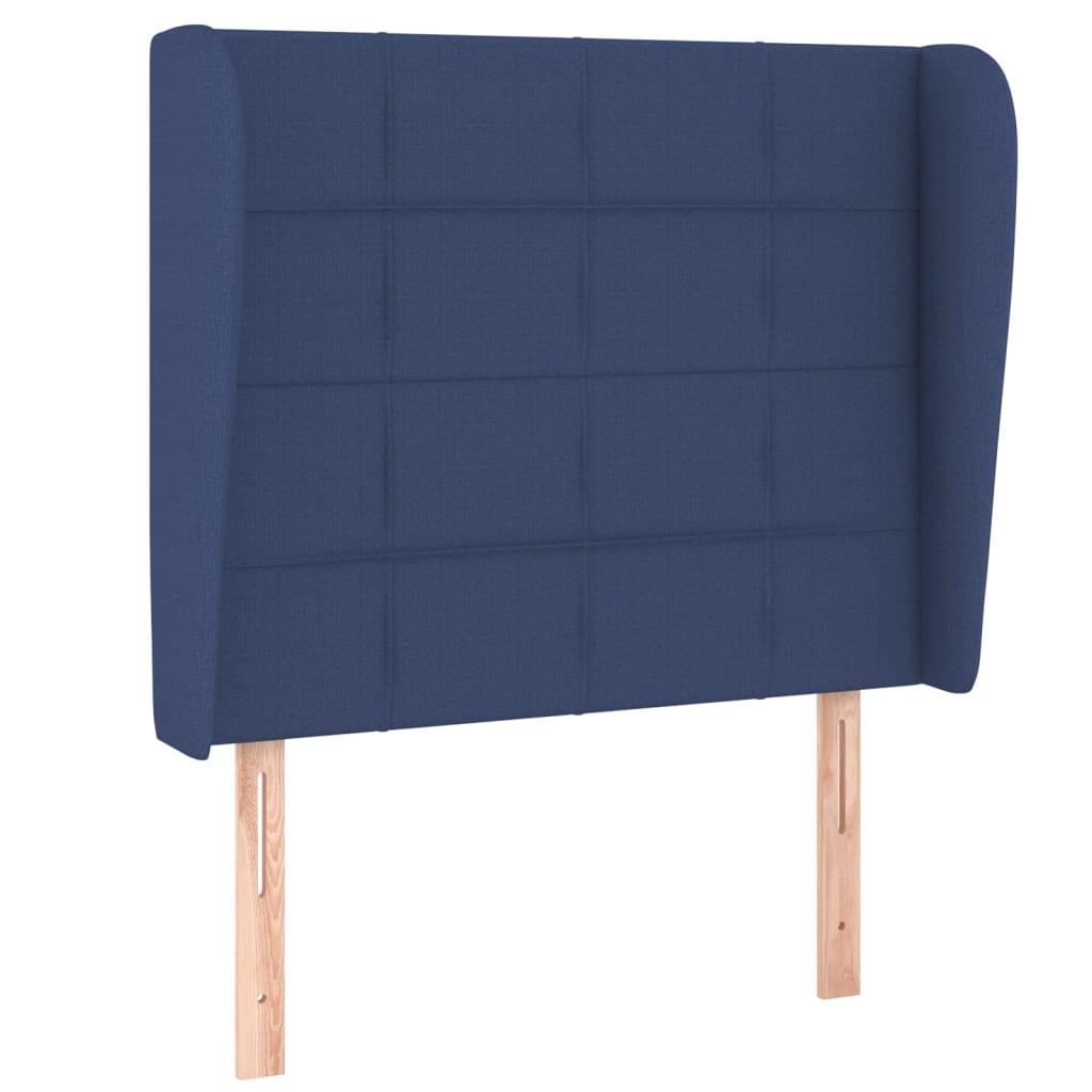 Hoofdbord met randen 83x23x118/128 cm stof blauw – afbeelding 2
