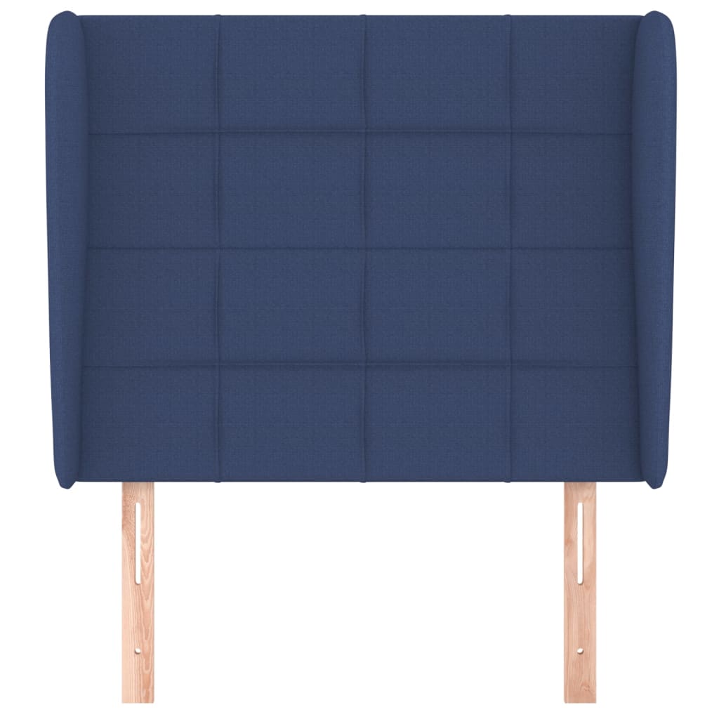 Hoofdbord met randen 83x23x118/128 cm stof blauw – afbeelding 3