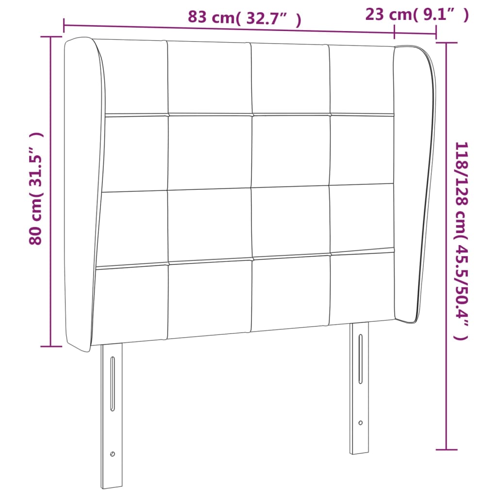 Hoofdbord met randen 83x23x118/128 cm stof blauw – afbeelding 9