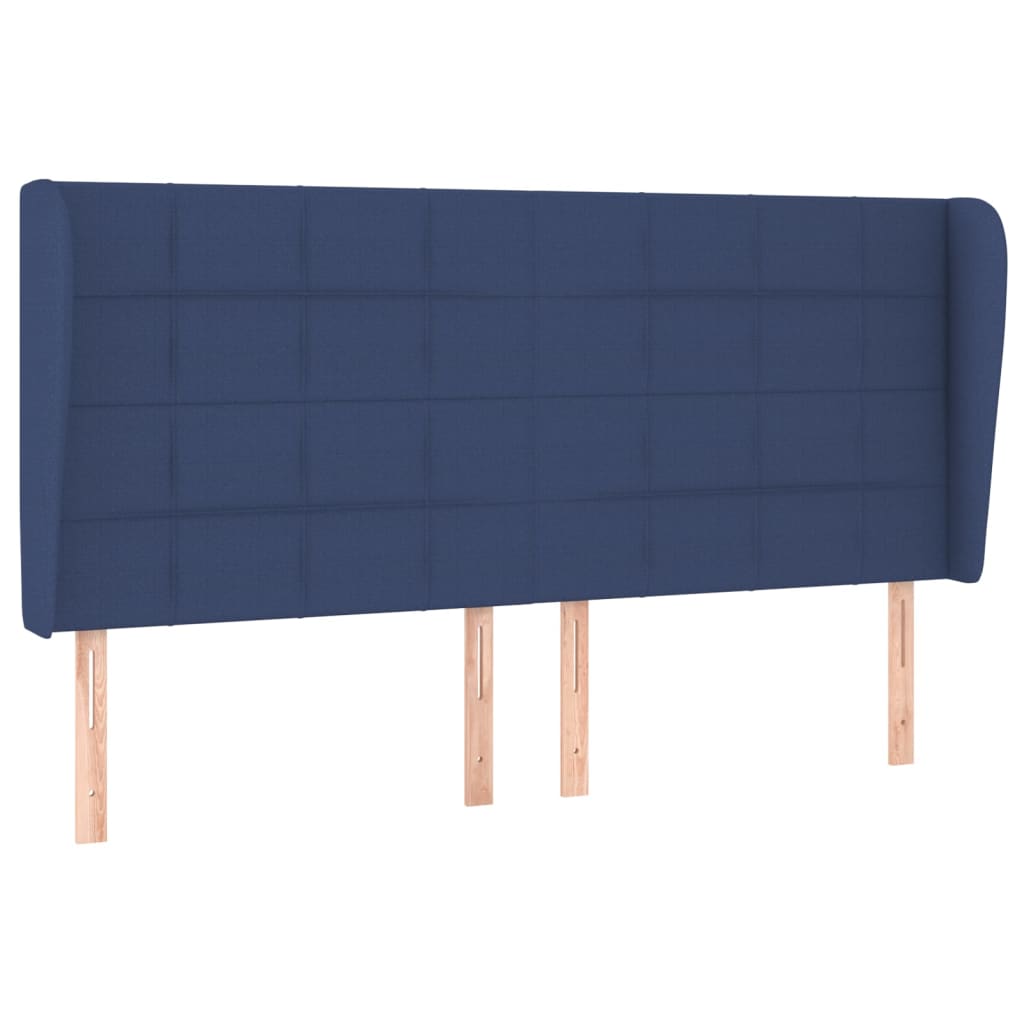 Hoofdbord met randen 183x23x118/128 cm stof blauw – afbeelding 2