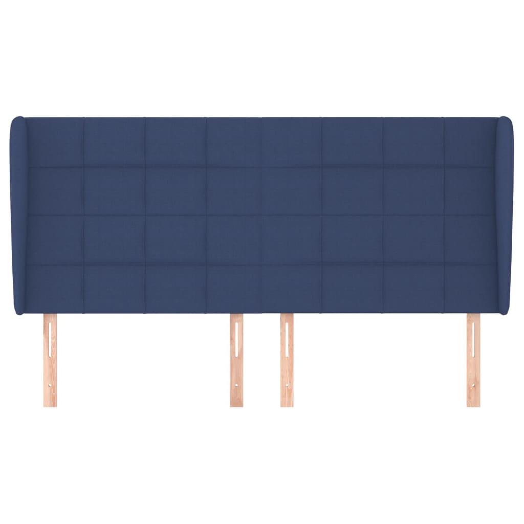 Hoofdbord met randen 183x23x118/128 cm stof blauw – afbeelding 3