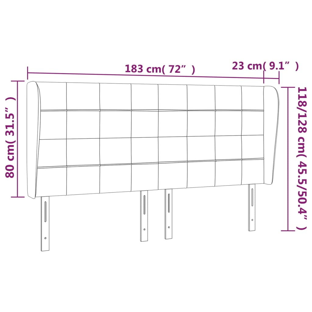 Hoofdbord met randen 183x23x118/128 cm stof blauw – afbeelding 9